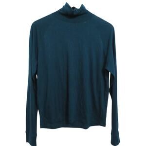 Vince Womens Size S Teal Wool Blend Mock Neck Long Sleeve Top